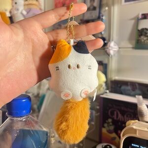 Orange White Cat Plush keychain Yell